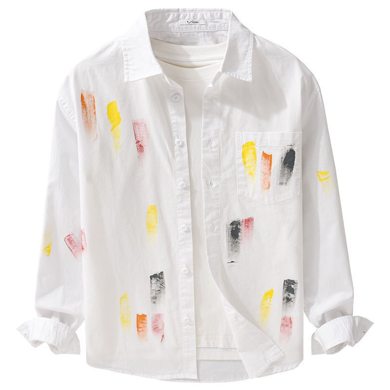 Unisex Printed Cotton Overshirt in Artist Print with Chest Pocket Chichicherry