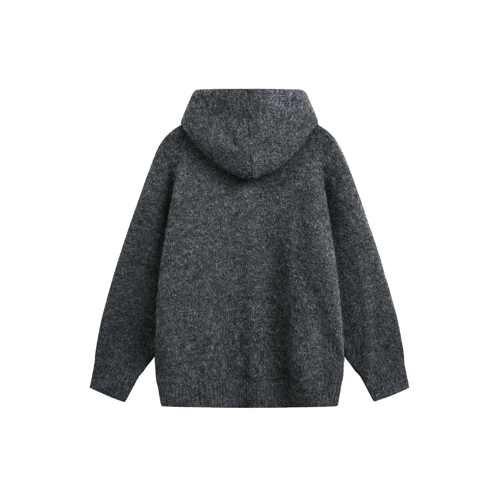 Women's Wool Blend Cape Cardigan with Hood, Button Placket and Raglan Sleeves Chichicherry