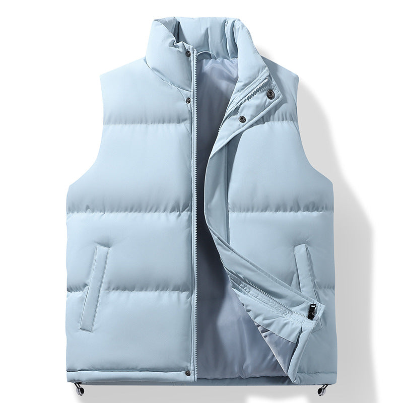 Men's Quilted Thermal Puffer Vest with High Stand Collar and Drawstring Hem Chichicherry