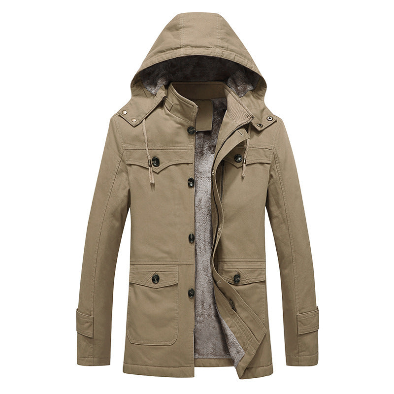 Men's padded canvas parka with fixed hood, cozy teddy inner lining, and multiple pockets Chichicherry