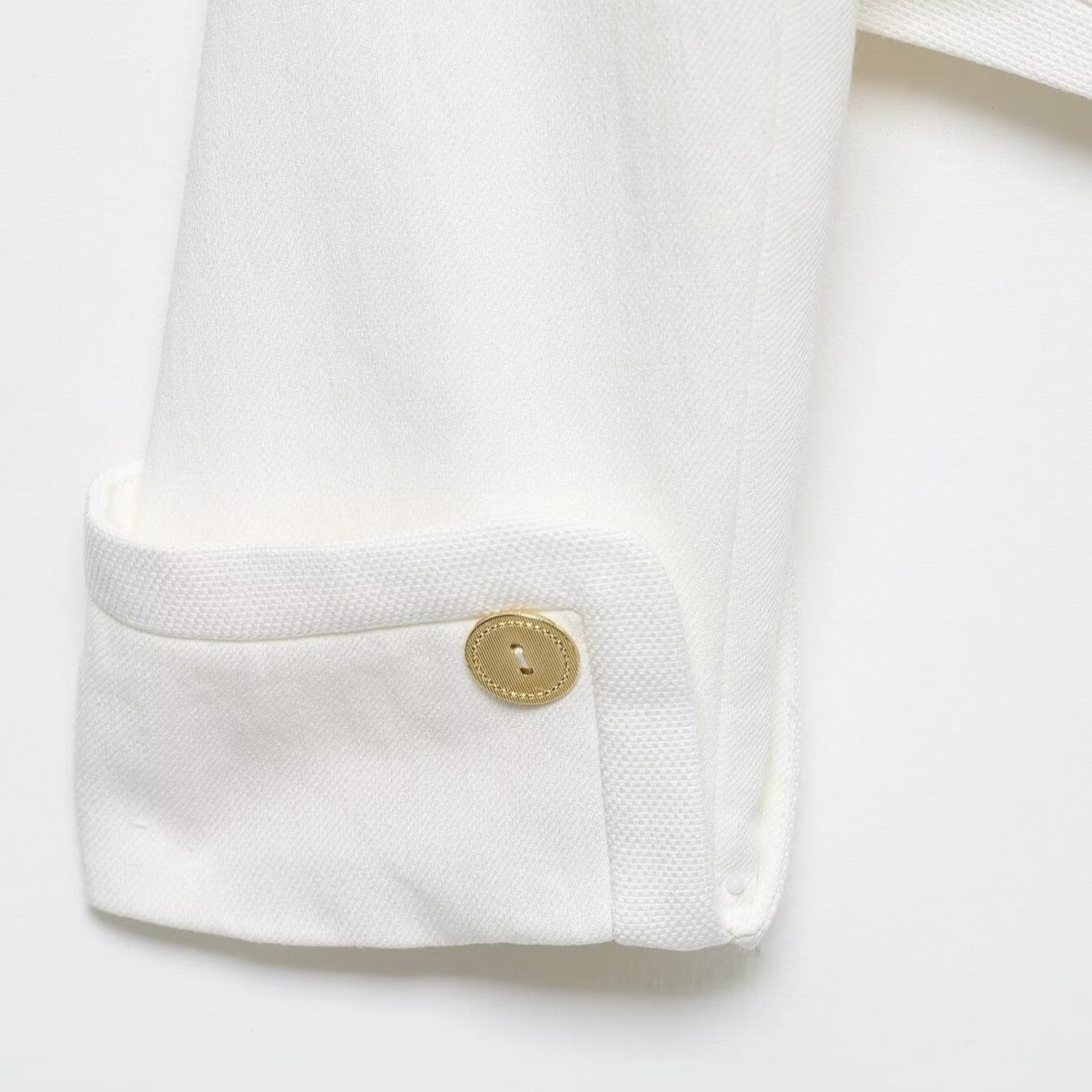 Women's Cropped Blazer with High Stand Collar, Double-Breasted Button Placket and Decorative Cuffs Chichicherry