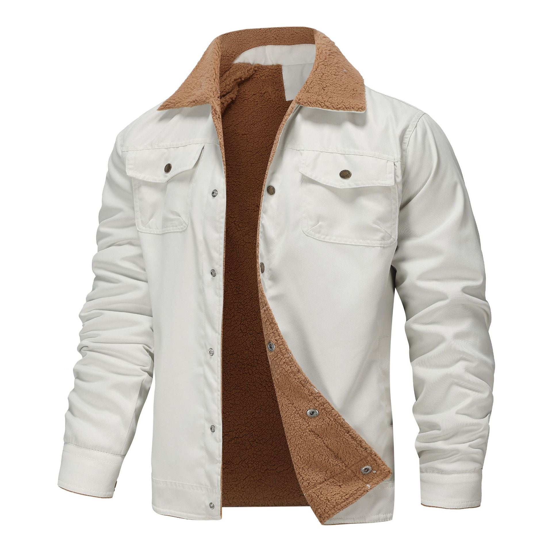 Men's padded sherpa canvas jacket with button placket and chest pockets Chichicherry