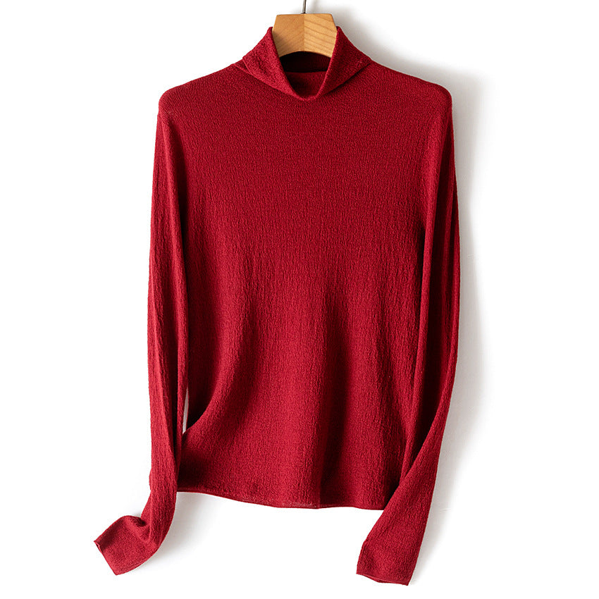 Women's textured knit turtleneck sweater with a light crinkle effect Chichicherry