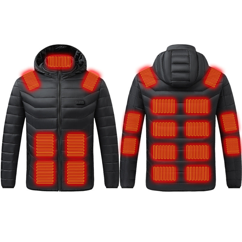 Men's Heated Puffer Jacket with Multi-Zone Heating System and Hood Chichicherry