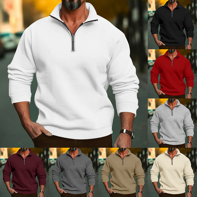 Men's Comfort Half-Zip Sweatshirt made of French Terry with Stand-Up Collar Chichicherry