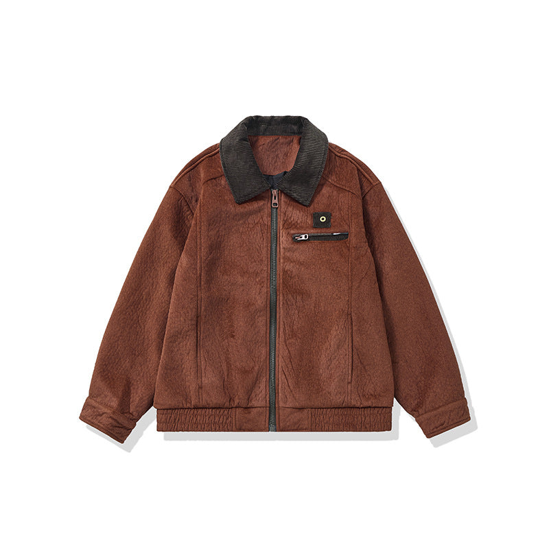 Men's short-cut fleece jacket with cord collar and safety chest pocket Chichicherry