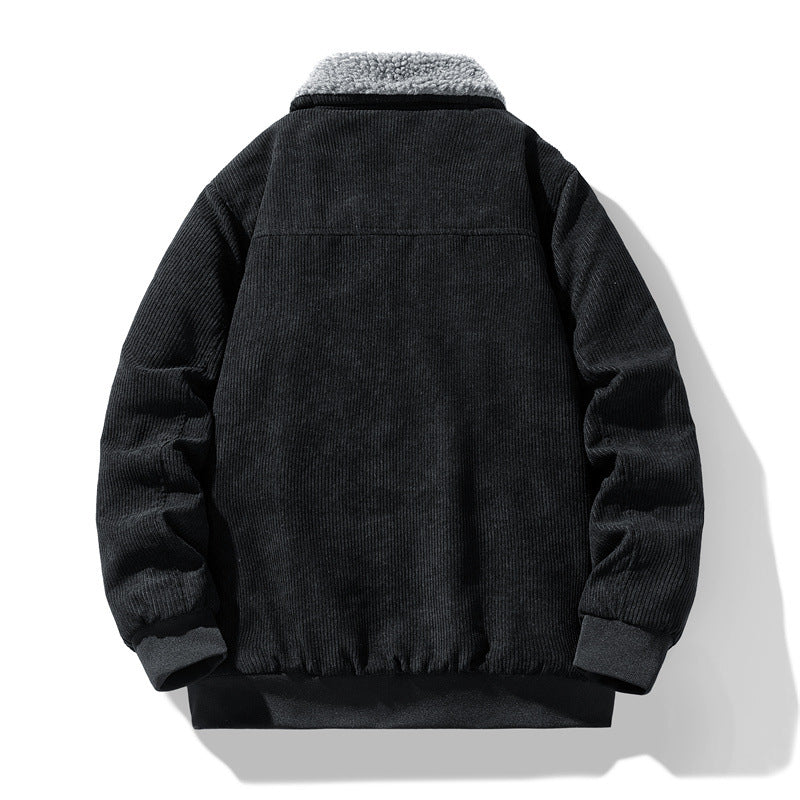 Men's cord field jacket with teddy lining, quilted insulation, and multifunctional pockets Chichicherry