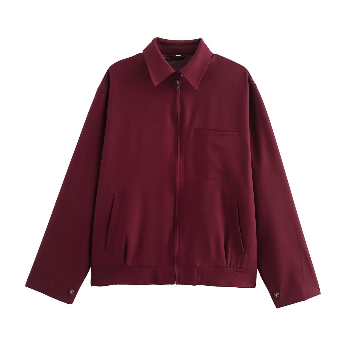 Men's Lightweight Oversized Blouson Jacket with Full Zipper and Patch Pockets Chichicherry
