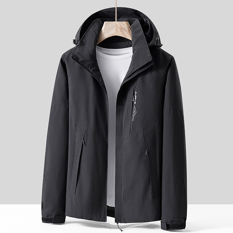 Unisex Breathable Softshell Outdoor Jacket in Colorblock Design with Adjustable Hood and Concealed Two-Way Zipper Chichicherry