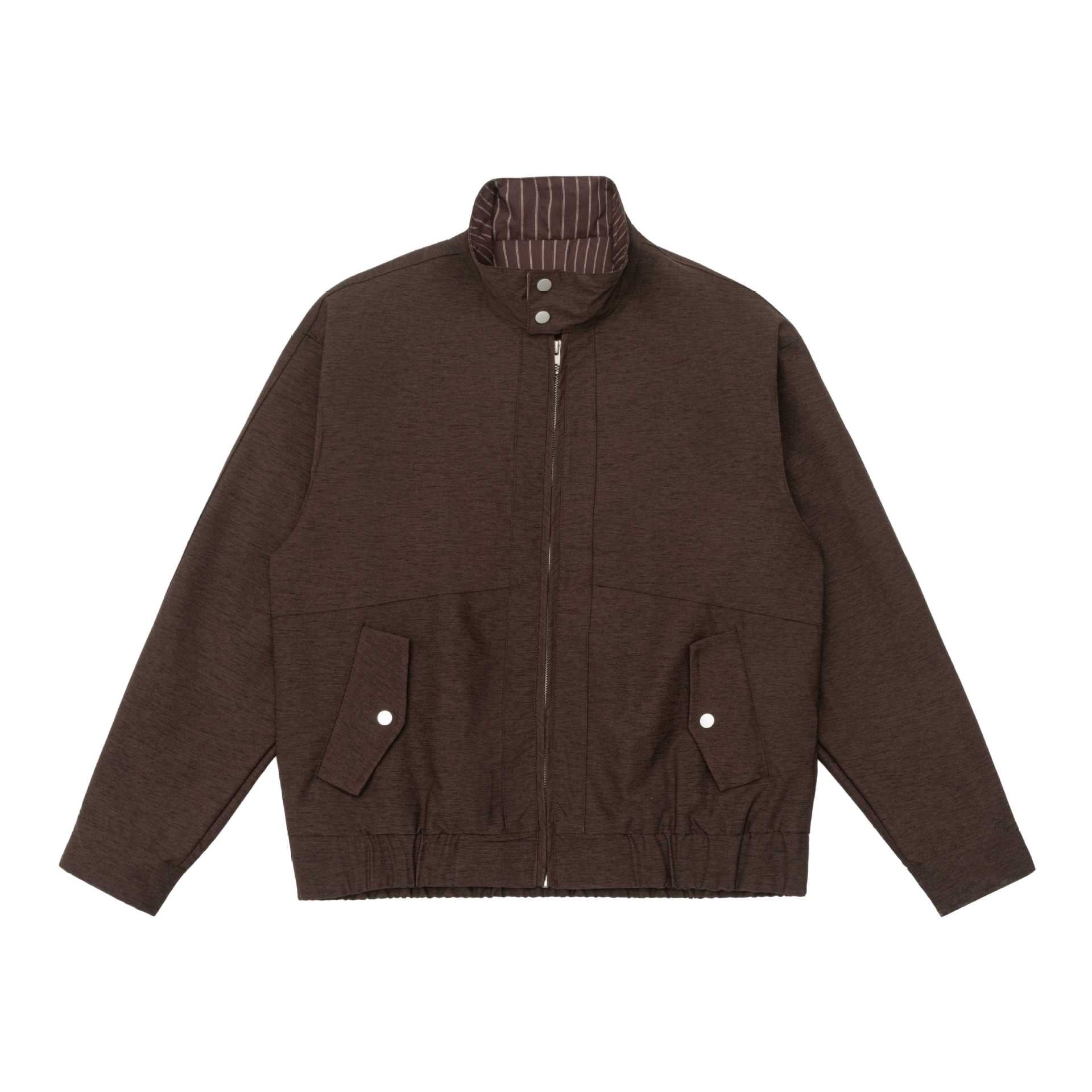 Men's Padded Bomber Jacket with Stand Collar, Flap Pockets and Elastic Hem Chichicherry