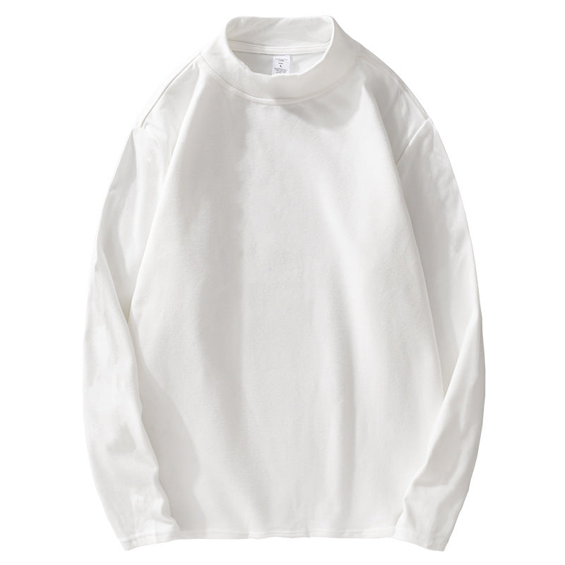 Men's Long Sleeve Fine Cotton Shirt with Stand Collar and Relaxed Fit Chichicherry