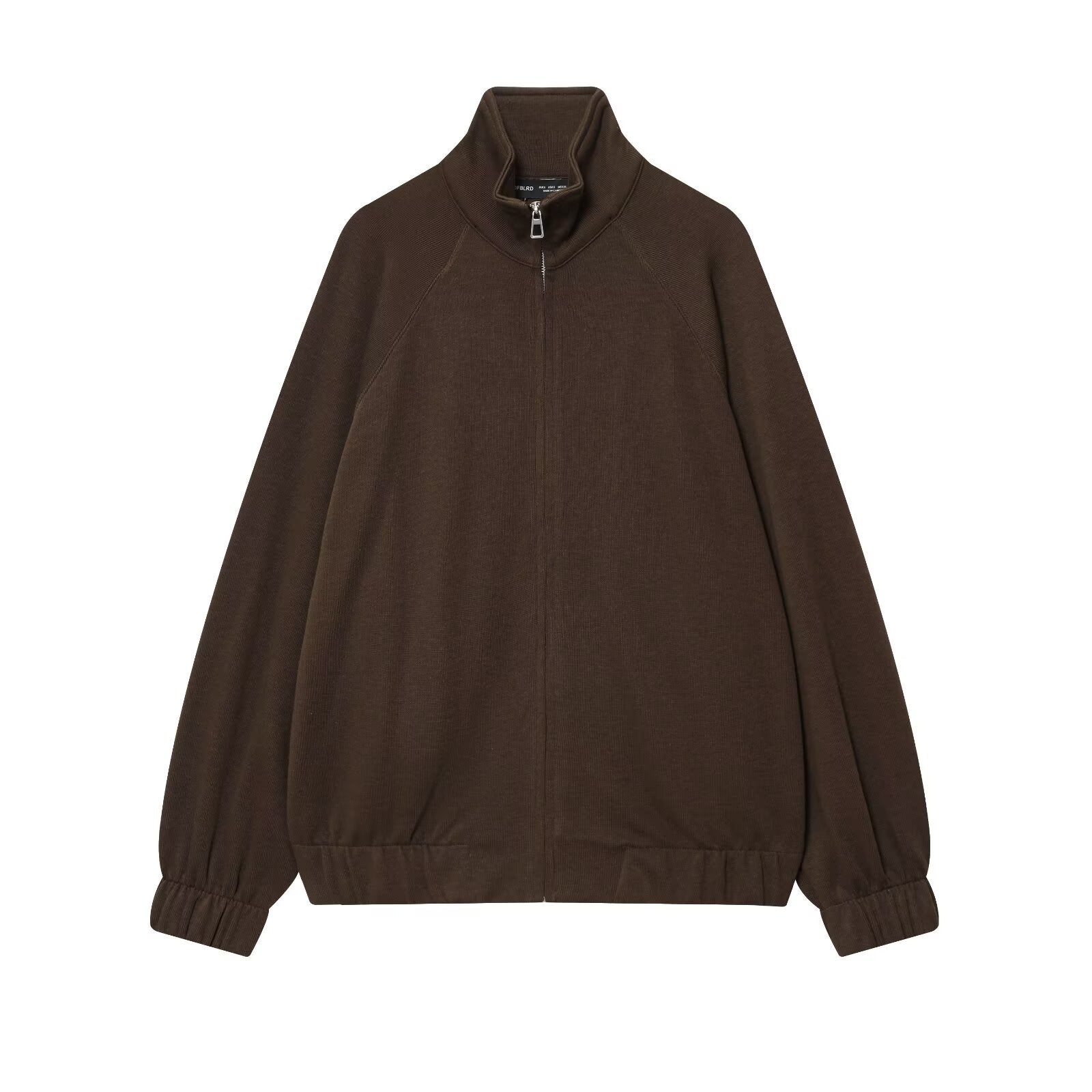 Women's Oversized Zip Sweat Jacket with High Standing Collar and Raglan Sleeves Chichicherry