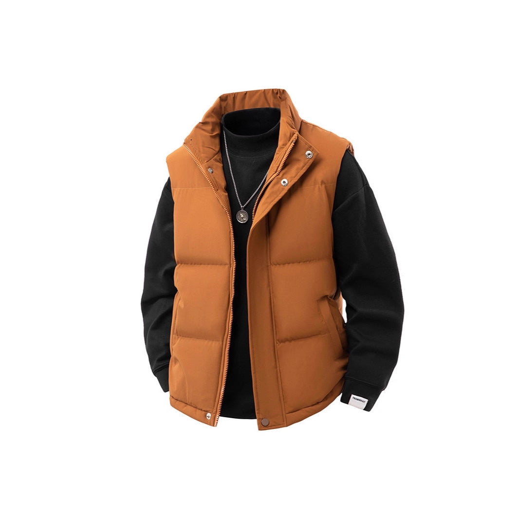 Men's stylish urban quilted vest in boxy cut with high collar and concealed two-way zipper Chichicherry