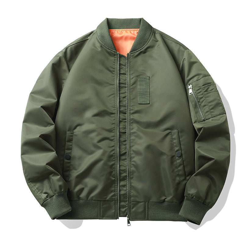 Men's Lightweight Flight Bomber Jacket with Water-Repellent Shell and Contrast Lining Chichicherry