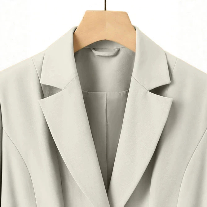 Women Fitted Single-Button Business Blazer with Flap Pockets Chichicherry