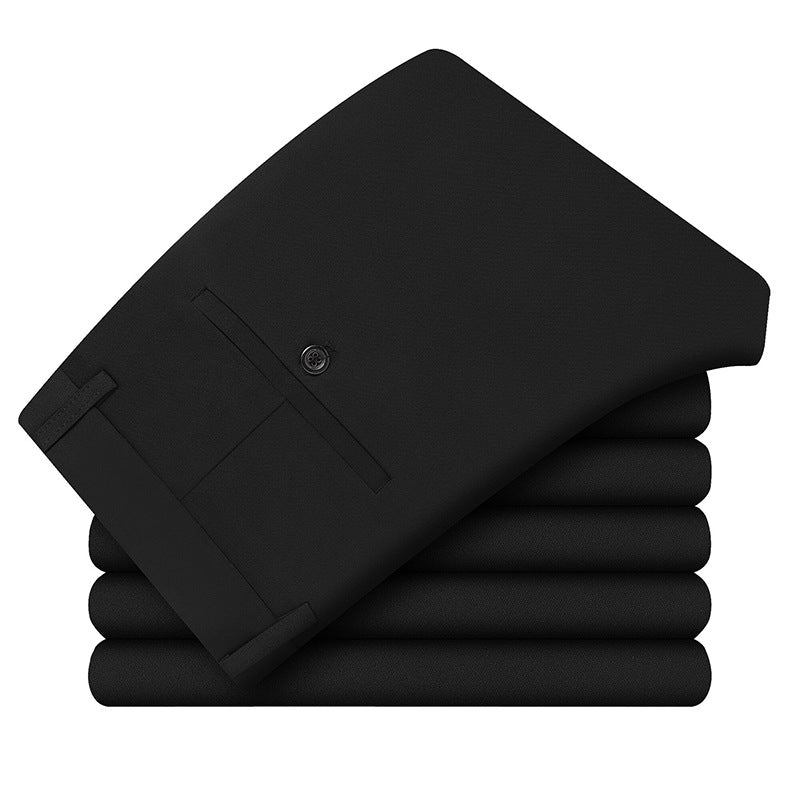 Men's Elegant Business Trousers with Stretch, Creased Fold and Jet Pocket Chichicherry