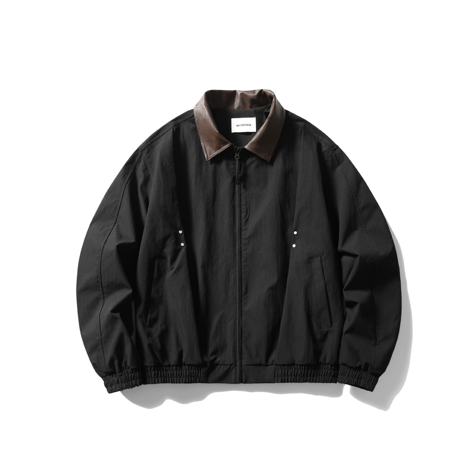 Men's transitional jacket with leather collar and elastic hem Chichicherry