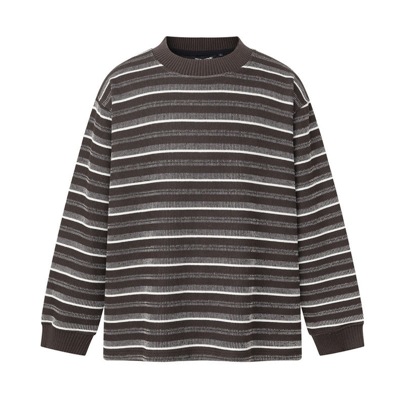 Unisex locker-fit structured knit sweater with round neck and maritime stripes Chichicherry