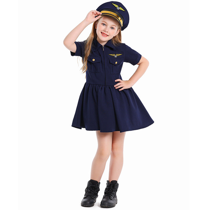 Girl pilot dress with stylish cut and detailed accessories Chichicherry