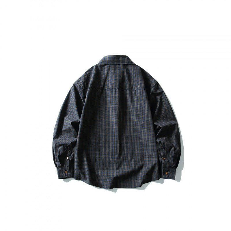Men's overshirt in check pattern with front pockets and snap button placket Chichicherry
