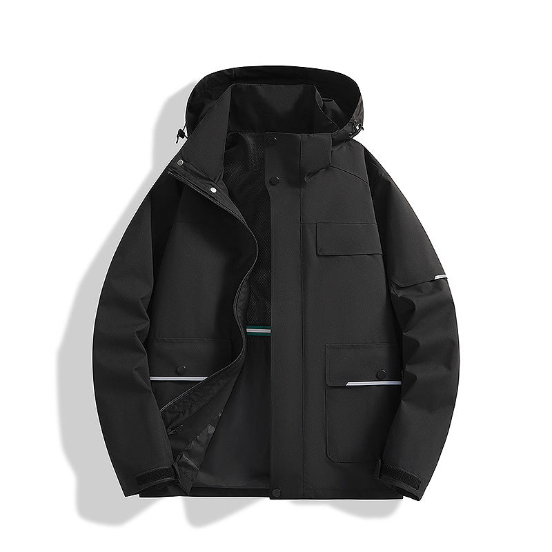 Men's three-layer trekking jacket with welded seams, hood, and multifunction pockets Chichicherry