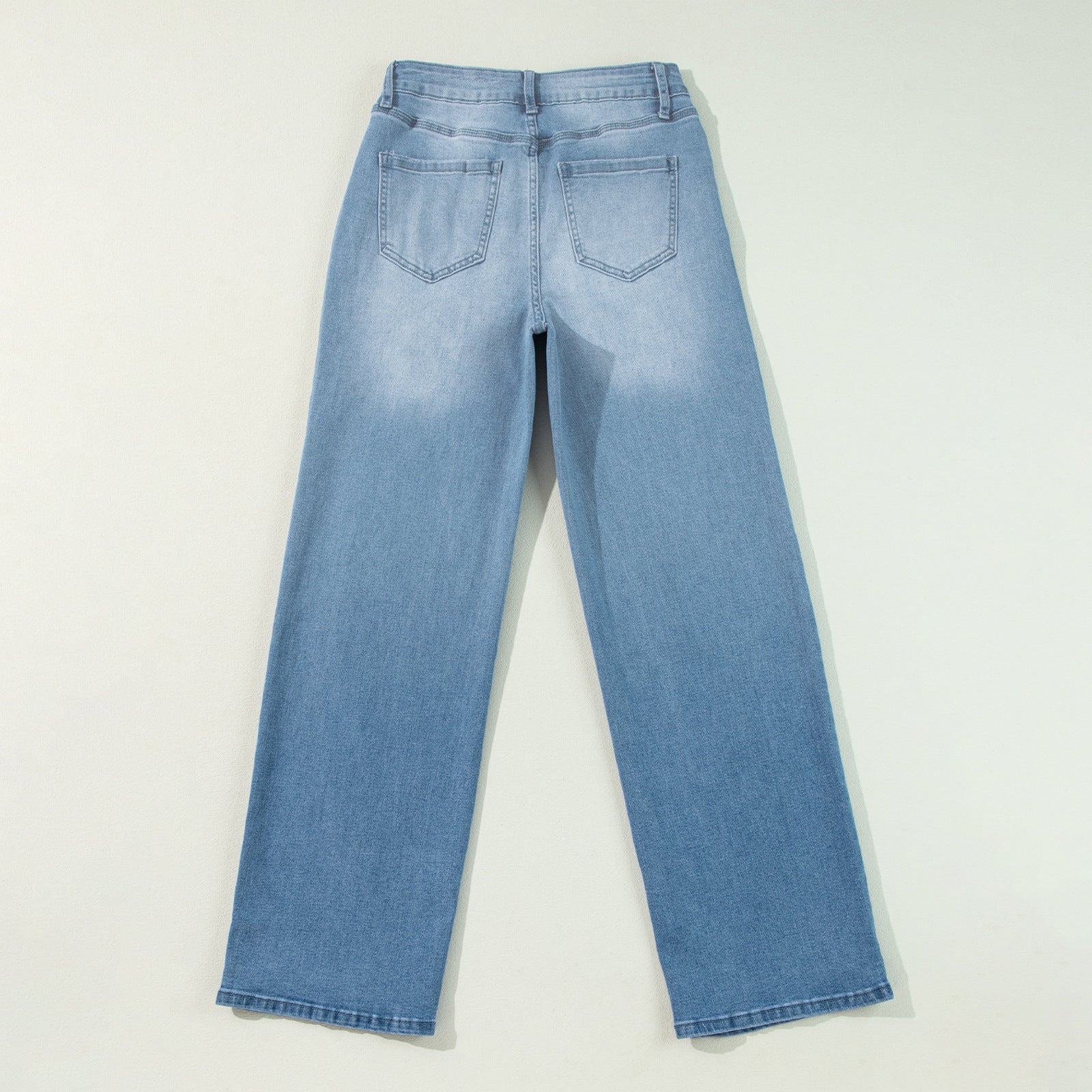 Women high-waisted flared jeans in denim with front slit and wide leg Chichicherry