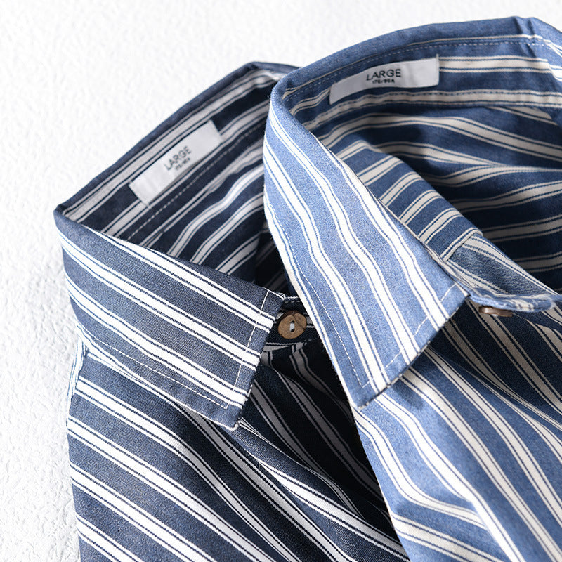 Men's Casual Striped Linen Blend Shirt Jacket in Relaxed Fit with Chest Pocket Chichicherry