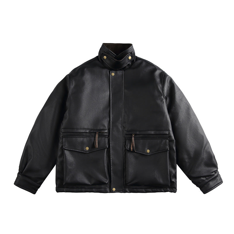 Men's Boxy-padded Utility blazer with high stand-up collar and patch pockets Chichicherry