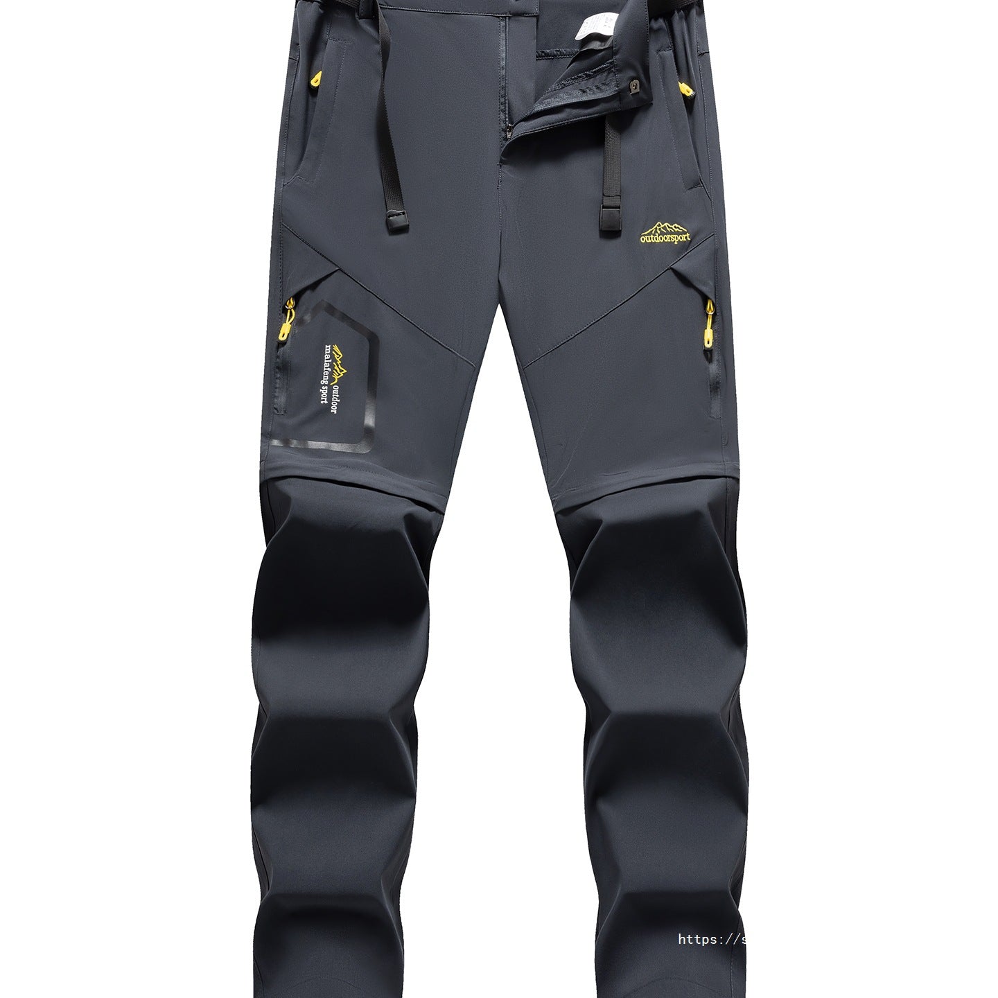 Men's Technical Softshell Zipper Hiking Pants with Removable Legs and Adjustable Belt Chichicherry