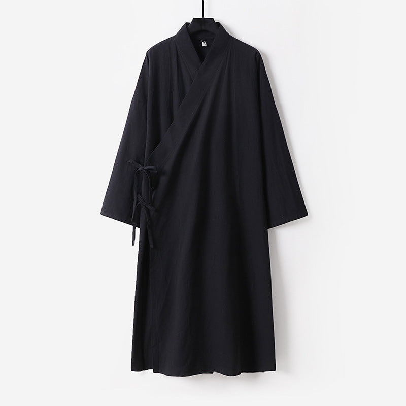 Women's Long Kimono-Style Wrap Dress with Wide Sleeves and Side Ties Chichicherry
