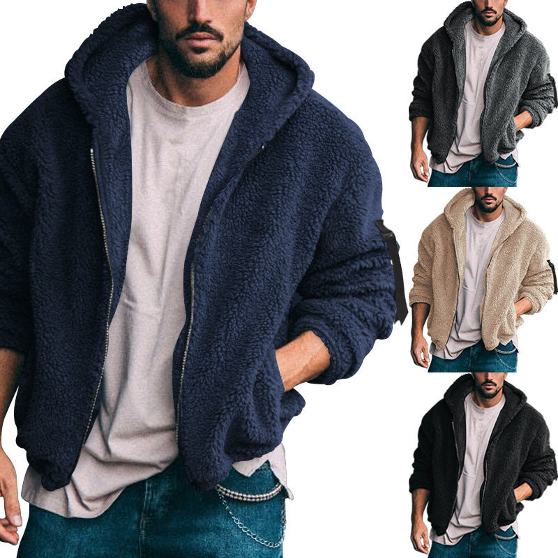 Men's Padded Fleece Hoodie with Teddy Finish, Zipper and Side Pockets Chichicherry