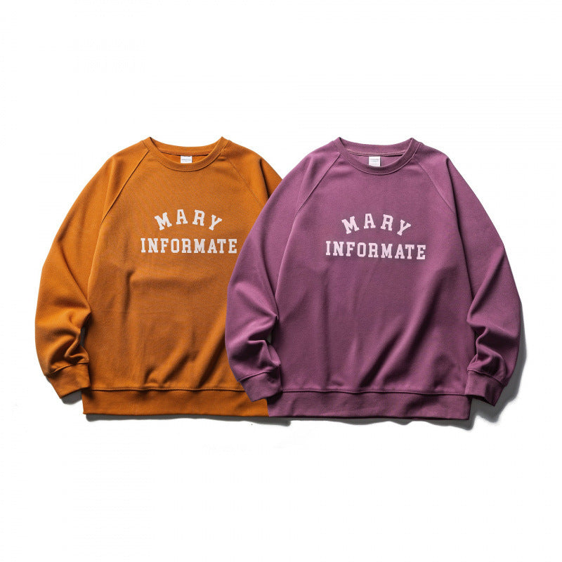 Unisex Oversize Sweatshirt in Collegiate Look with Round Neck and Raglan Sleeves Chichicherry