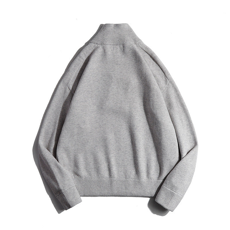 Men's fine knit sweater with half zip and stand-up collar Chichicherry