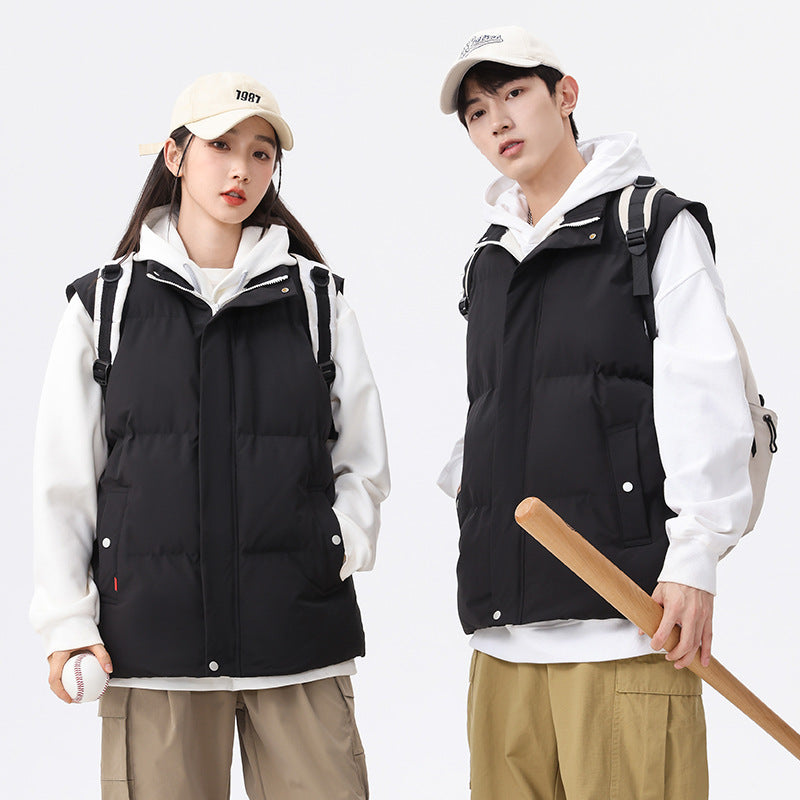 Women Padded Quilted Vest with Teddy Lining, High Stand-Up Collar and Two-Way Zipper Chichicherry