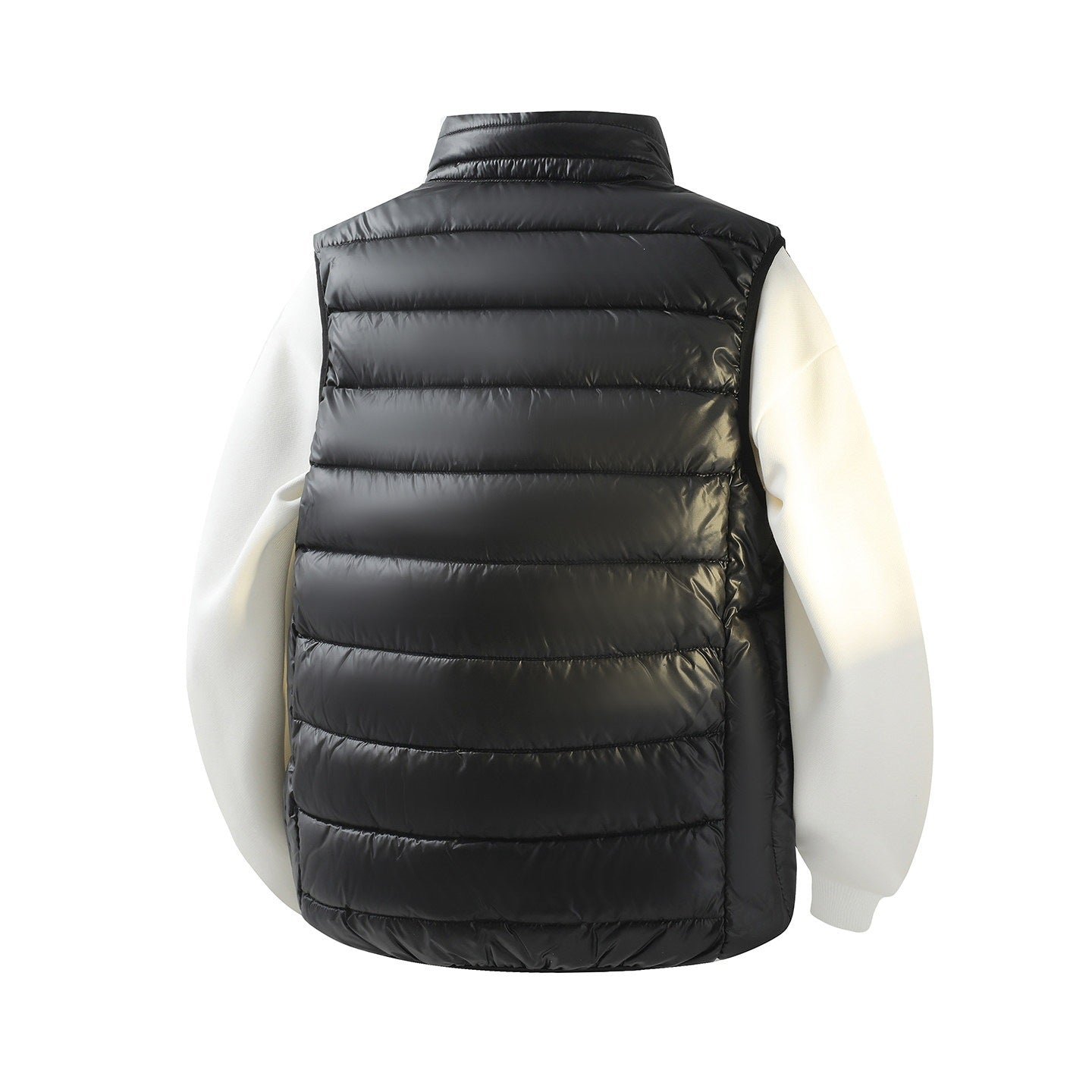 Men's quilted vest with high stand-up collar and shiny thermal filling Chichicherry