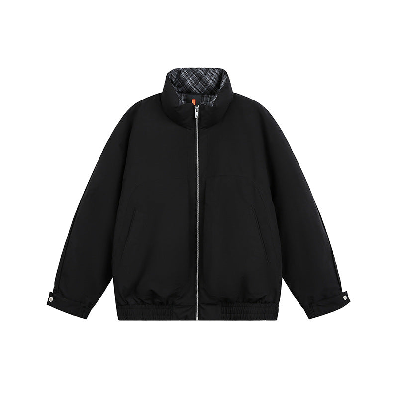 Unisex Oversize Blouson Jacket with Stand-Up Collar and Quilted Inner Lining Chichicherry
