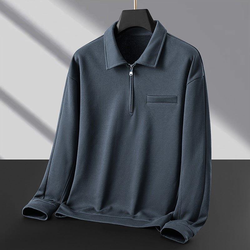 Men's Polo Sweatshirt with Half Zip and Warming Fleece Lining Chichicherry