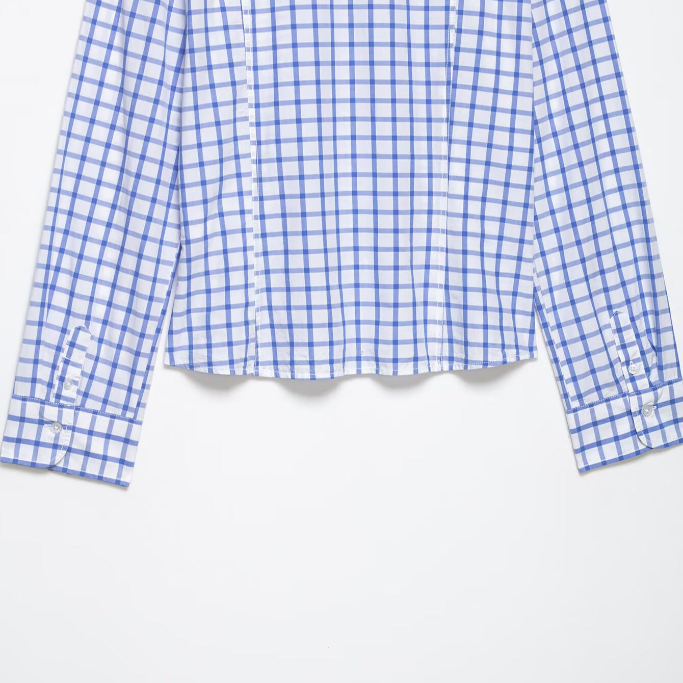 Women's tailored checkered shirt blouse made of cotton blend with Kent collar Chichicherry