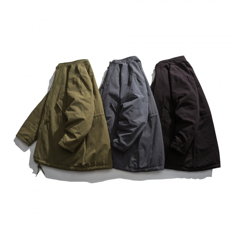 Men's Insulated Parka Jacket in Oversized Cut with Sherpa Lining and Drawstring Hem Chichicherry