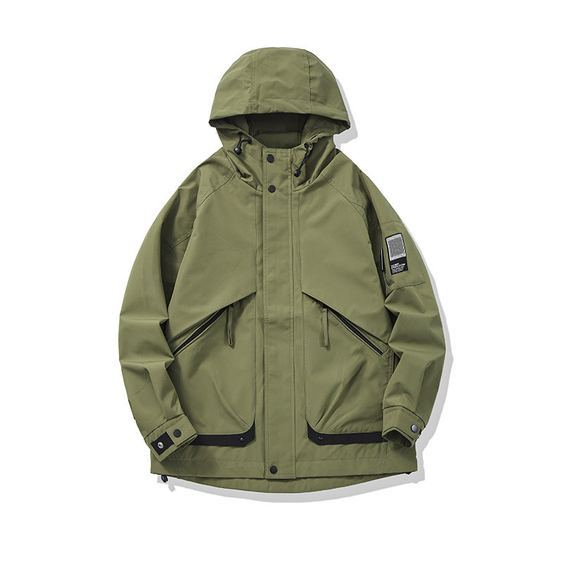 Unisex multifunctional outdoor parka in boxy cut with adjustable hood and asymmetrical zip pockets Chichicherry