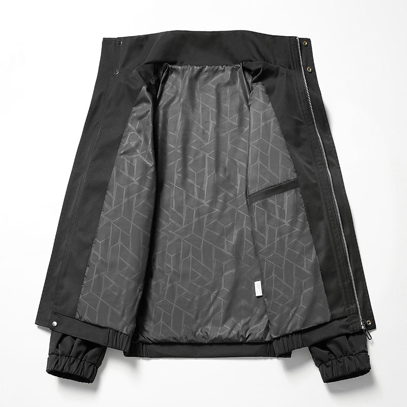 Men's lightweight softshell transition jacket in utility minimal style with high-standing collar and concealed zipper Chichicherry