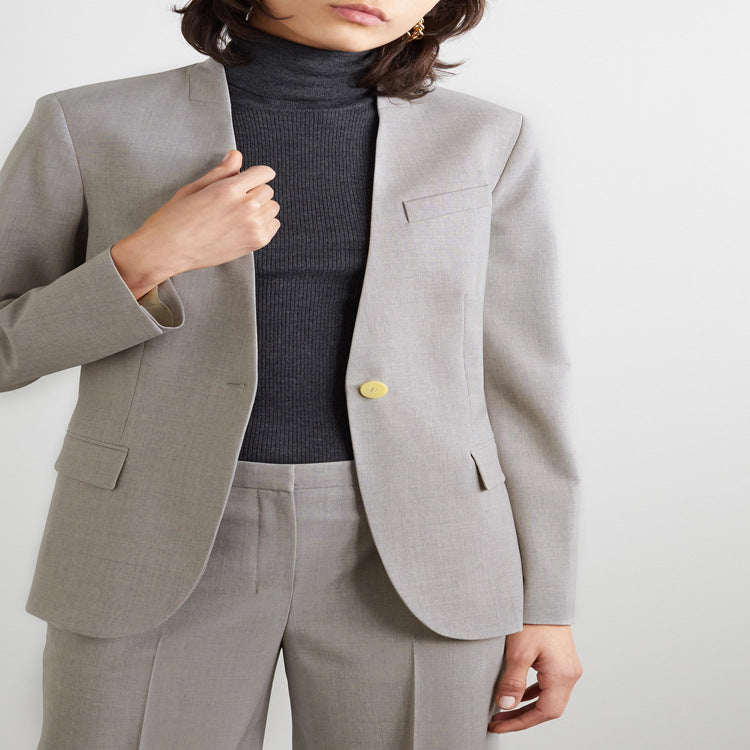 Women Tailored Suit with Wide Leg and Single-Breasted Blazer Chichicherry