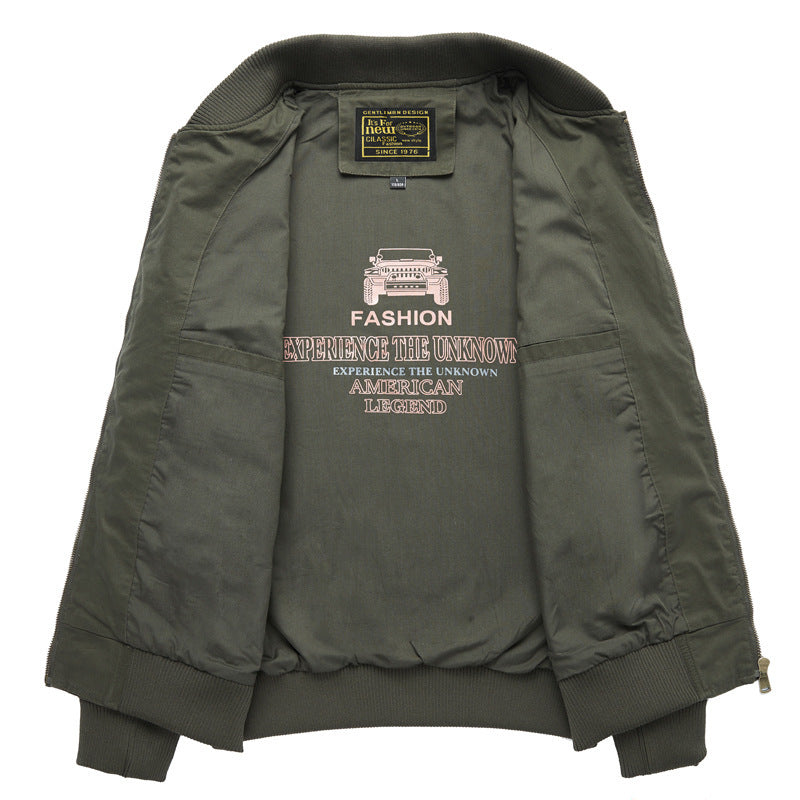 Men's lightweight cotton bomber with inner print, sleeve zippered pocket and ribbed hem Chichicherry