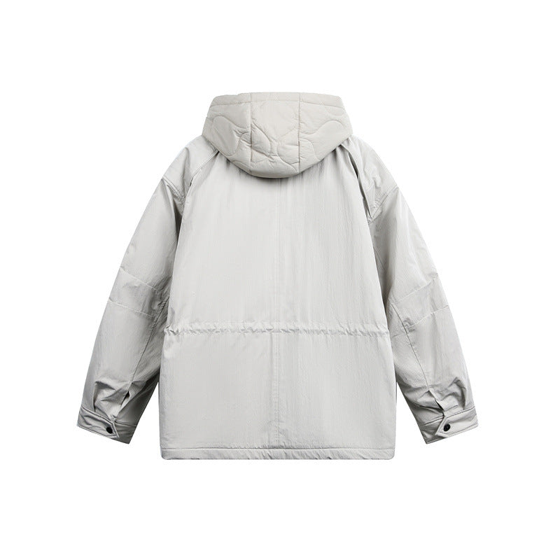 Men's Oversize Parka with Quilted Padding and Drawstring Chichicherry