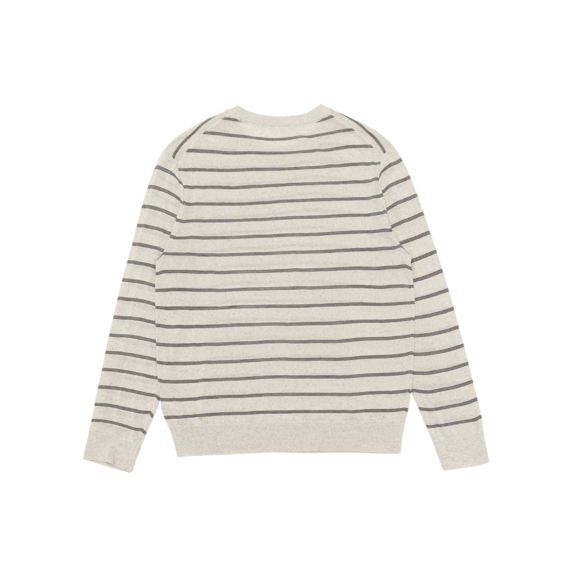 Unisex Striped Fine Knit Crew Neck Sweater made of Cotton Blend Chichicherry