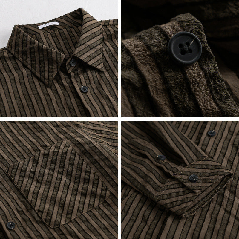 Men's Structured Cord Overshirt in Relaxed Fit with Patch Chest Pocket Chichicherry