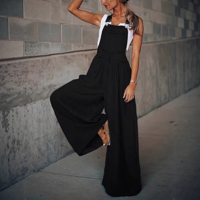 Ladies Wide Overalls in Palazzo Style with Adjustable Straps Chichicherry
