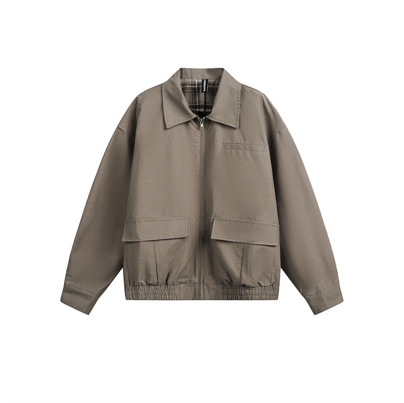 Unisex Lightweight Boxy Field Blouson in Utility Look with Patch Flap Pockets and Elastic Hem Chichicherry