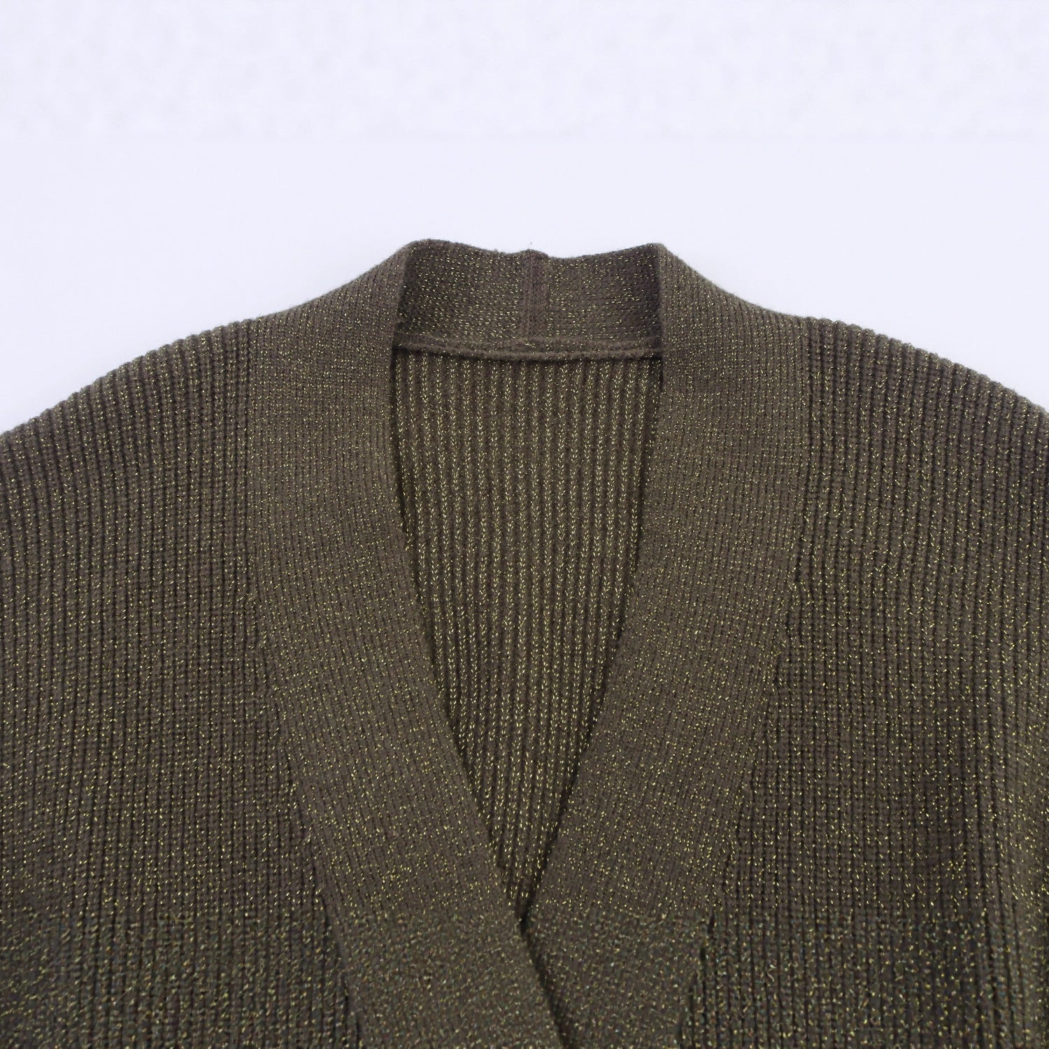 Women's Long Cardigan with Tie Belt, Patch Pockets and Deep V-Neck Chichicherry