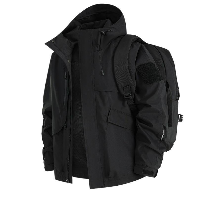 Men's Urban Weather-Resistant Hooded Parka with Multifunctional Pockets and Mesh Lining Chichicherry